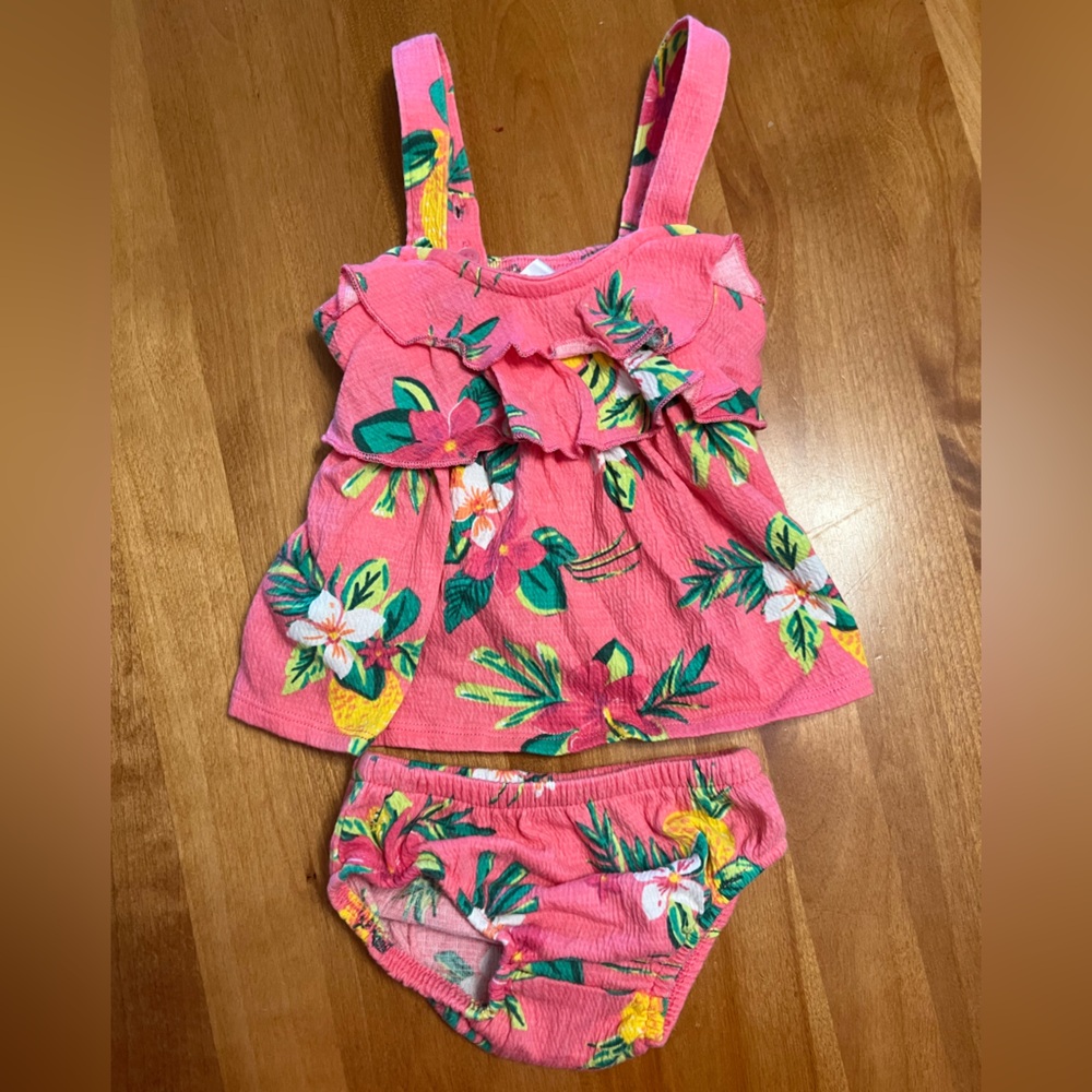Pink Tropical Ruffle Dress - Picture 3 of 3